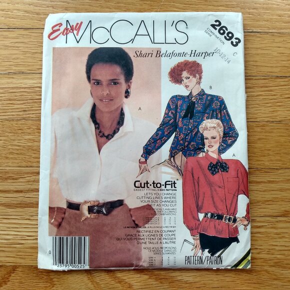 Vintage 80s Blouse Sewing Pattern Size 10-14 Shari Belafonte McCall's 2693 UNCUT - Picture 1 of 10